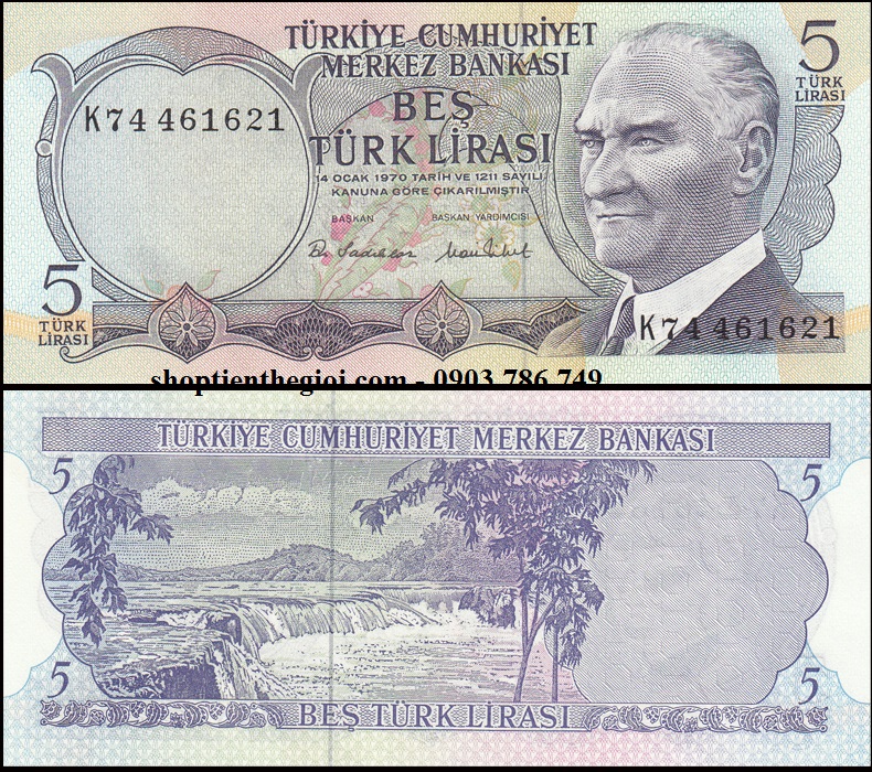 Thổ Nhỉ Kỳ 5 Lira 1976 UNC